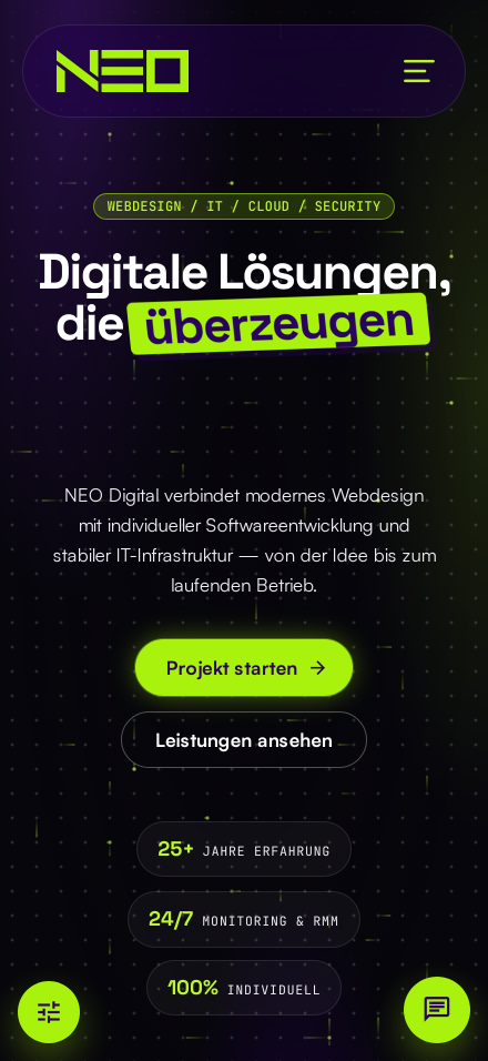 Startseite von neo-digital.at auf dem Telefon