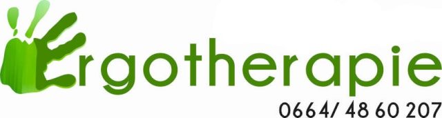 Ursprüngliches Logo: Hand mit Farbverlauf als Anfangsbuchstabe, Schriftzug „Ergotherapie" und darunter die Telefonnummer